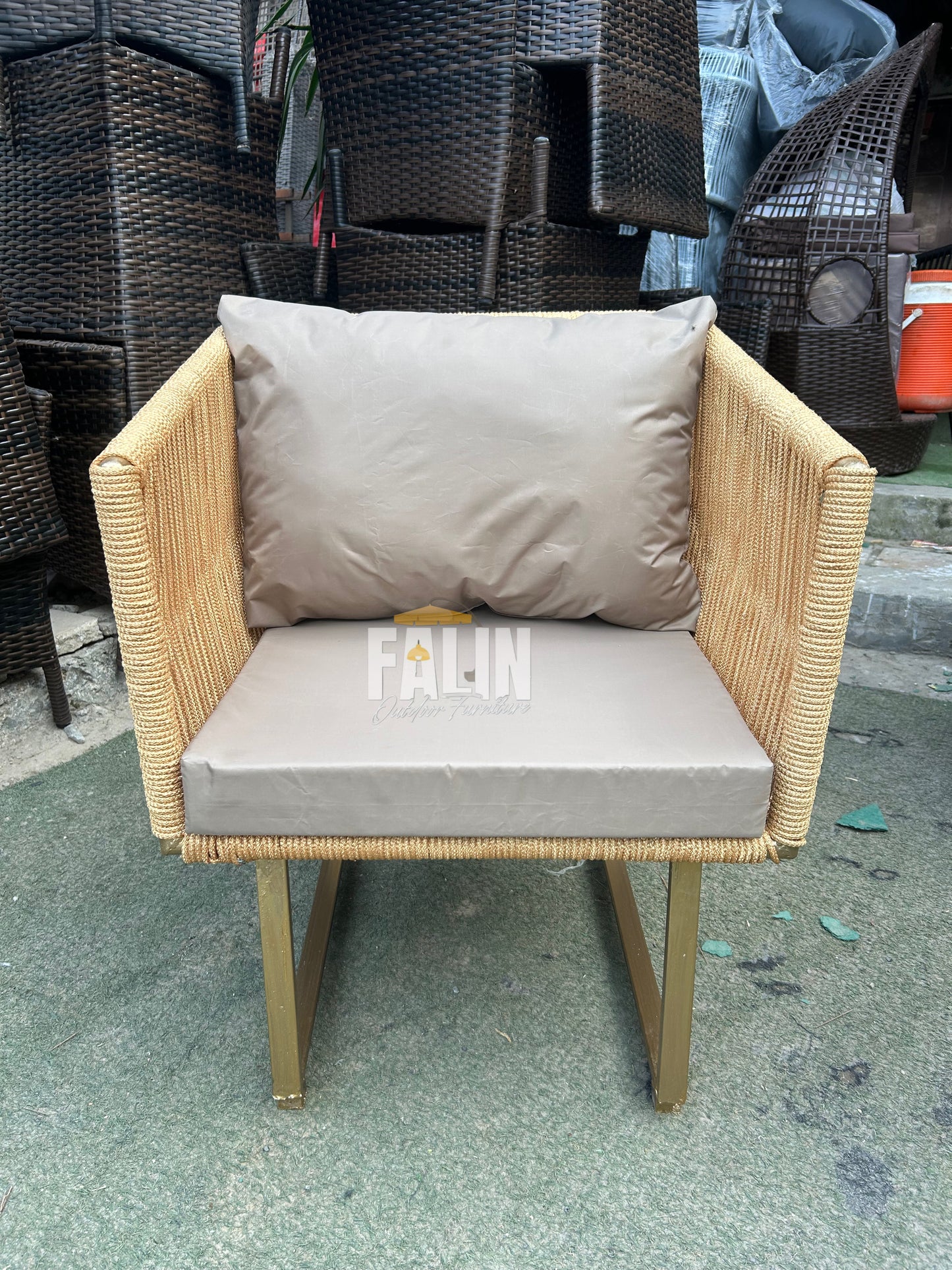 Golden Modern Rope Outdoor Lounge Set