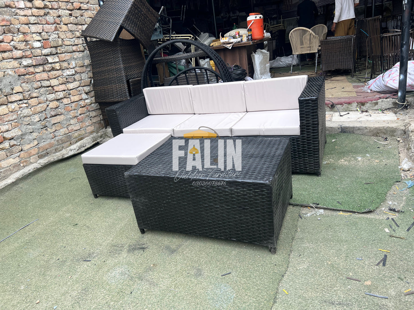 🔥 Premium Rattan 3 seater+stool sofa set