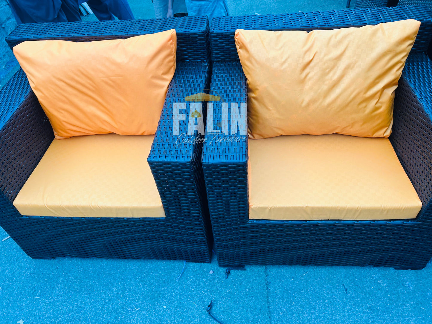 Brown Curved Rattan Sofa Set