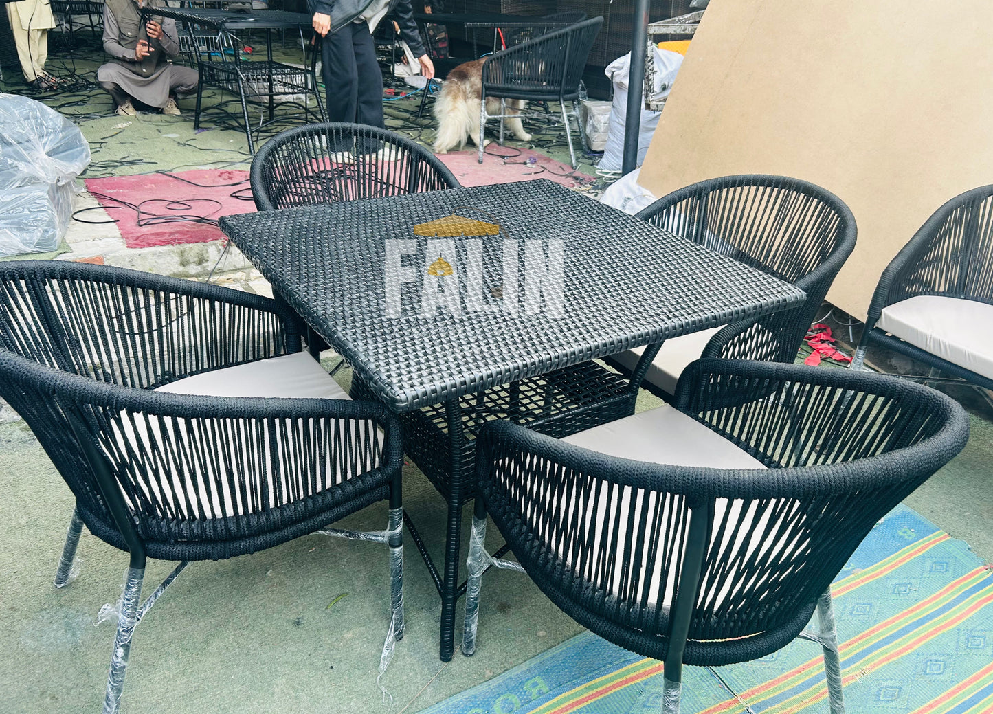 🌿 Outdoor Rope Dining Set – 4 Seater 🌿