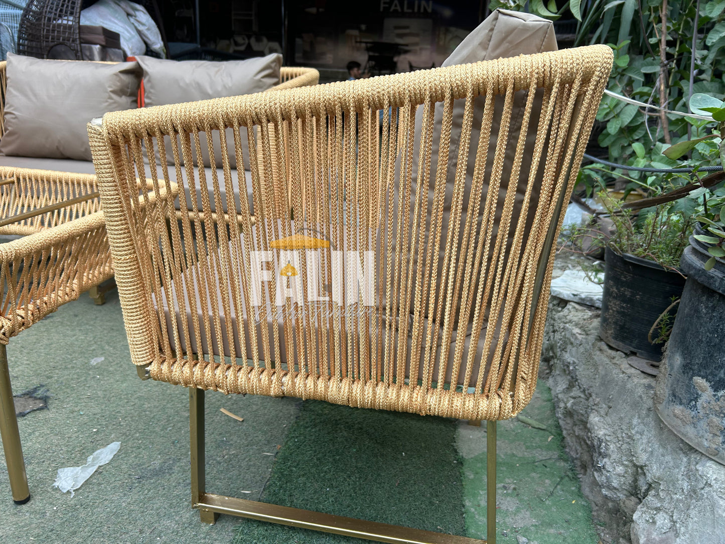 Golden Modern Rope Outdoor Lounge Set