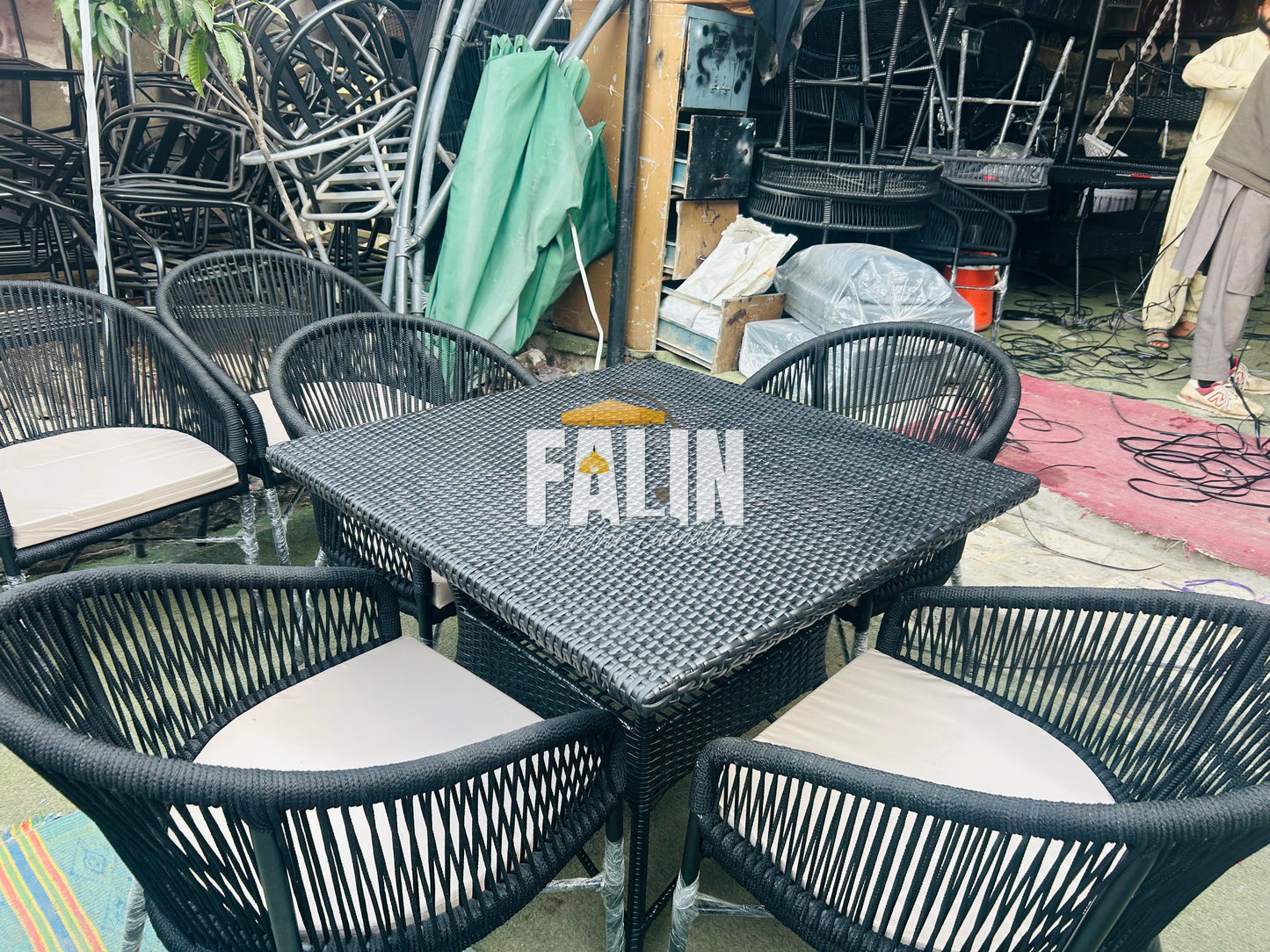 🌿 Outdoor Rope Dining Set – 4 Seater 🌿