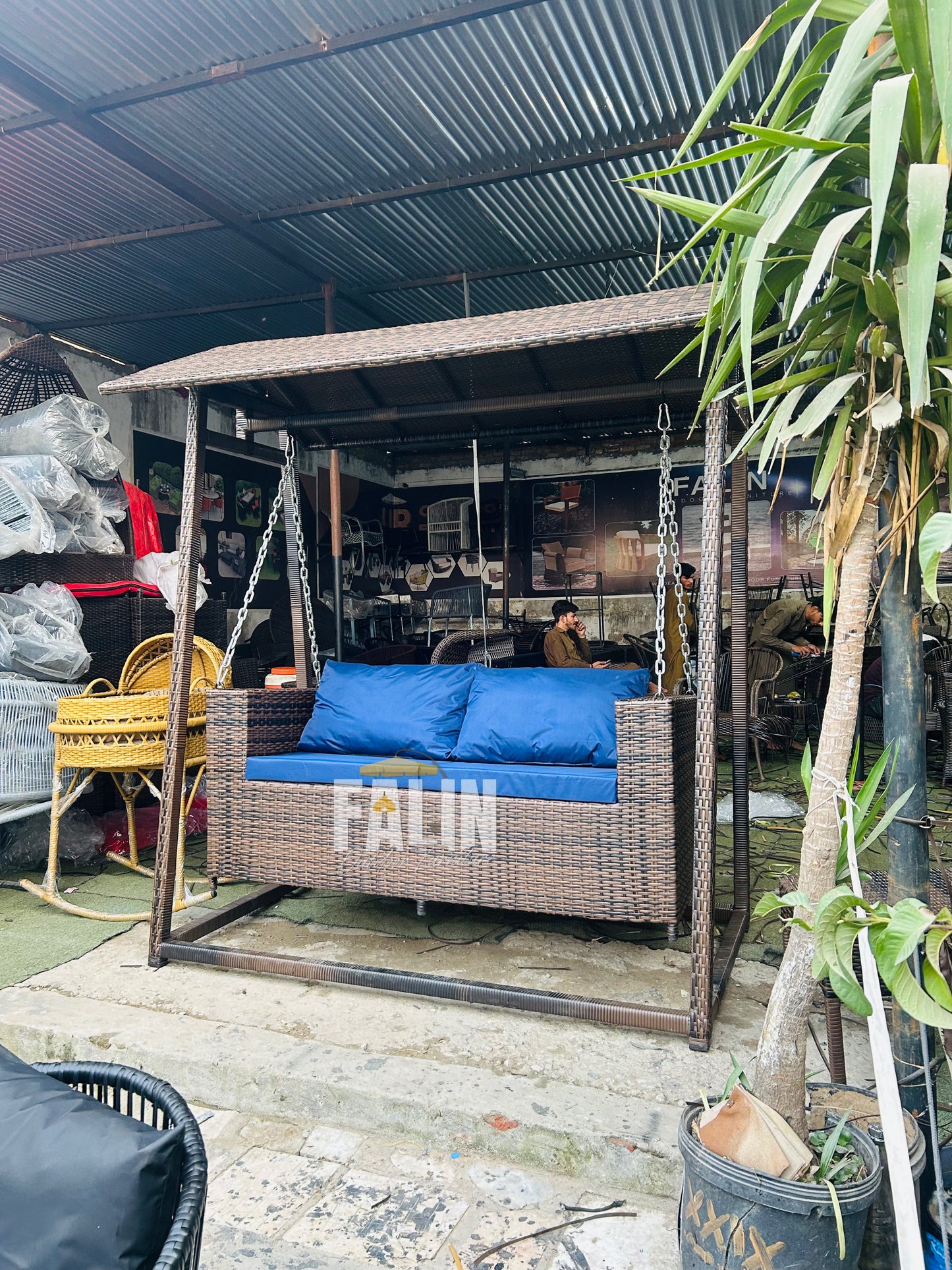 🌿 2 Seater Canopy Rattan Swing Sofa 🌿