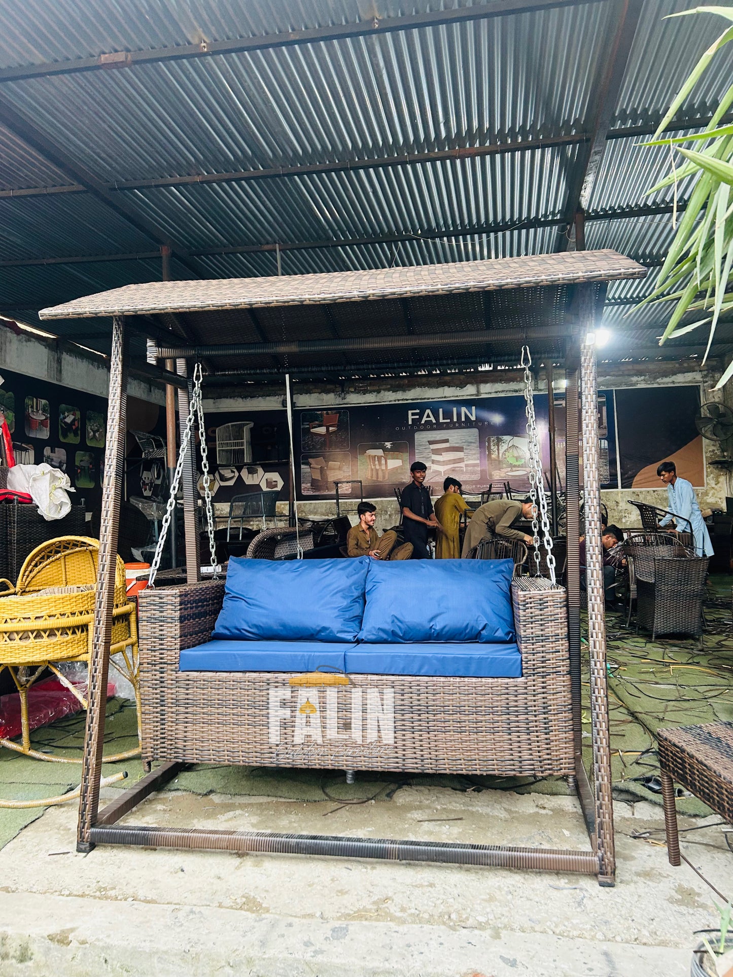 🌿 2 Seater Canopy Rattan Swing Sofa 🌿