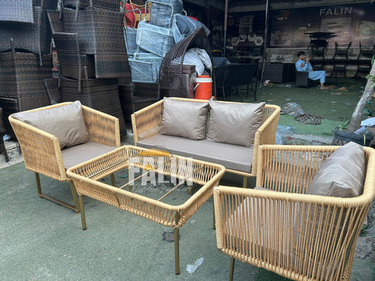 Golden Modern Rope Outdoor Lounge Set