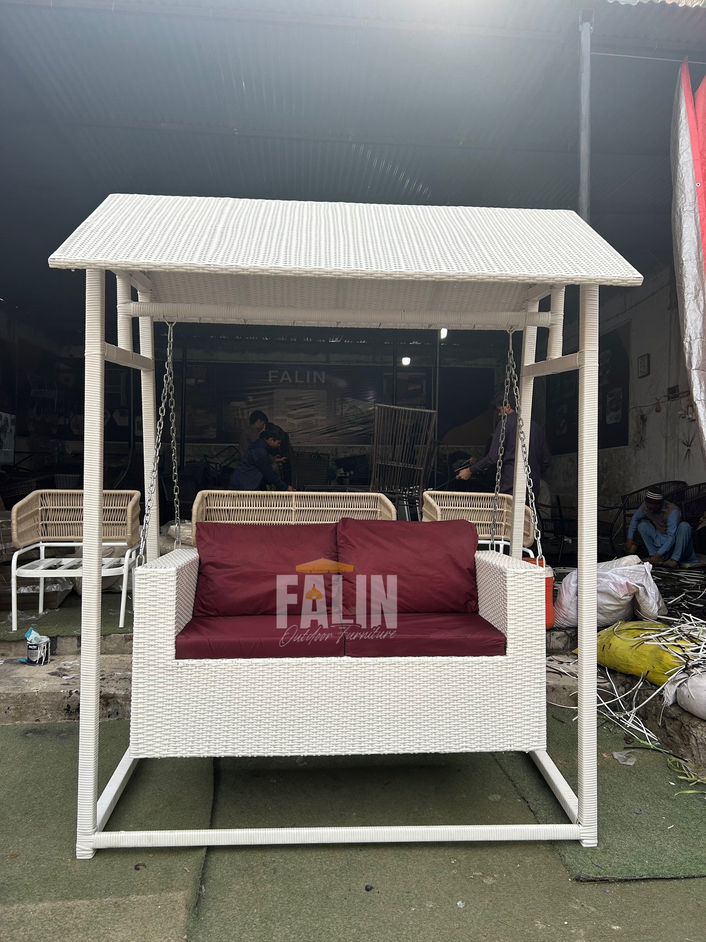 🌿 2 Seater Canopy Rattan Swing Sofa 🌿