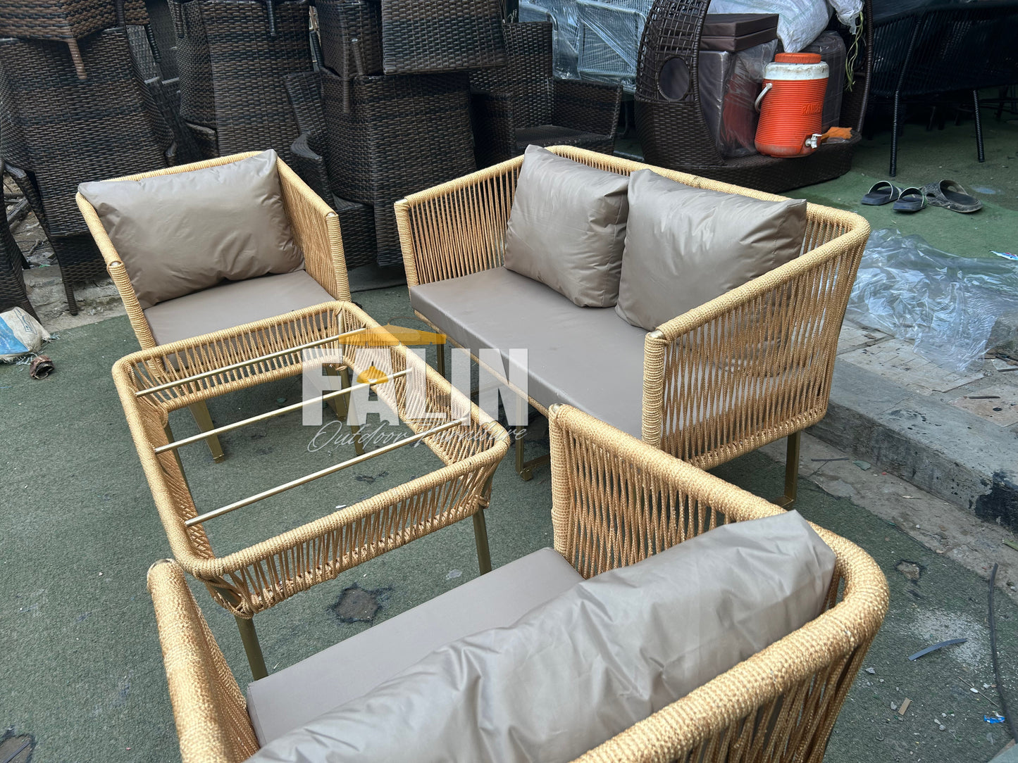 Golden Modern Rope Outdoor Lounge Set